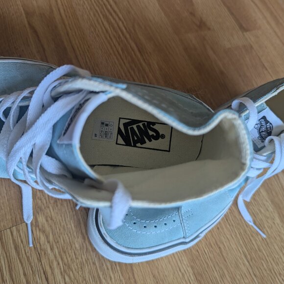 Vans SK8 sz 8.5M 10.0W turquoise suede and canvas high top sneakers - Picture 3 of 4